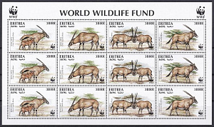 Эритрея, 1996, Фауна WWF, 3 серии в листе